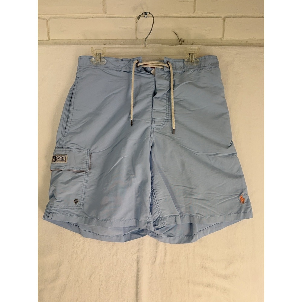 Polo Ralph Lauren Swim Trunks Mens Medium Blue Cargo Board Shorts Mesh Lined